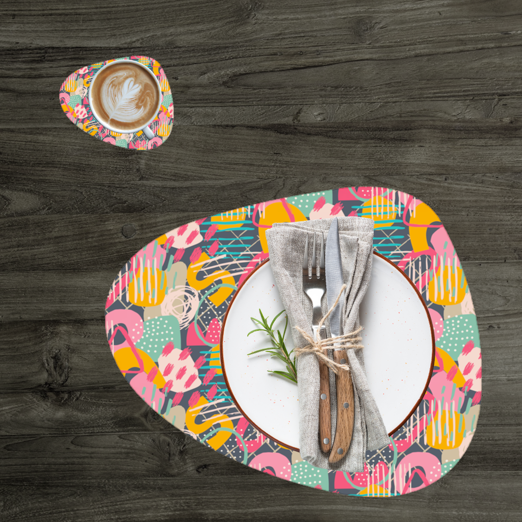 Abstract Geometric Doodle Charger Plate Set 12 Pieces