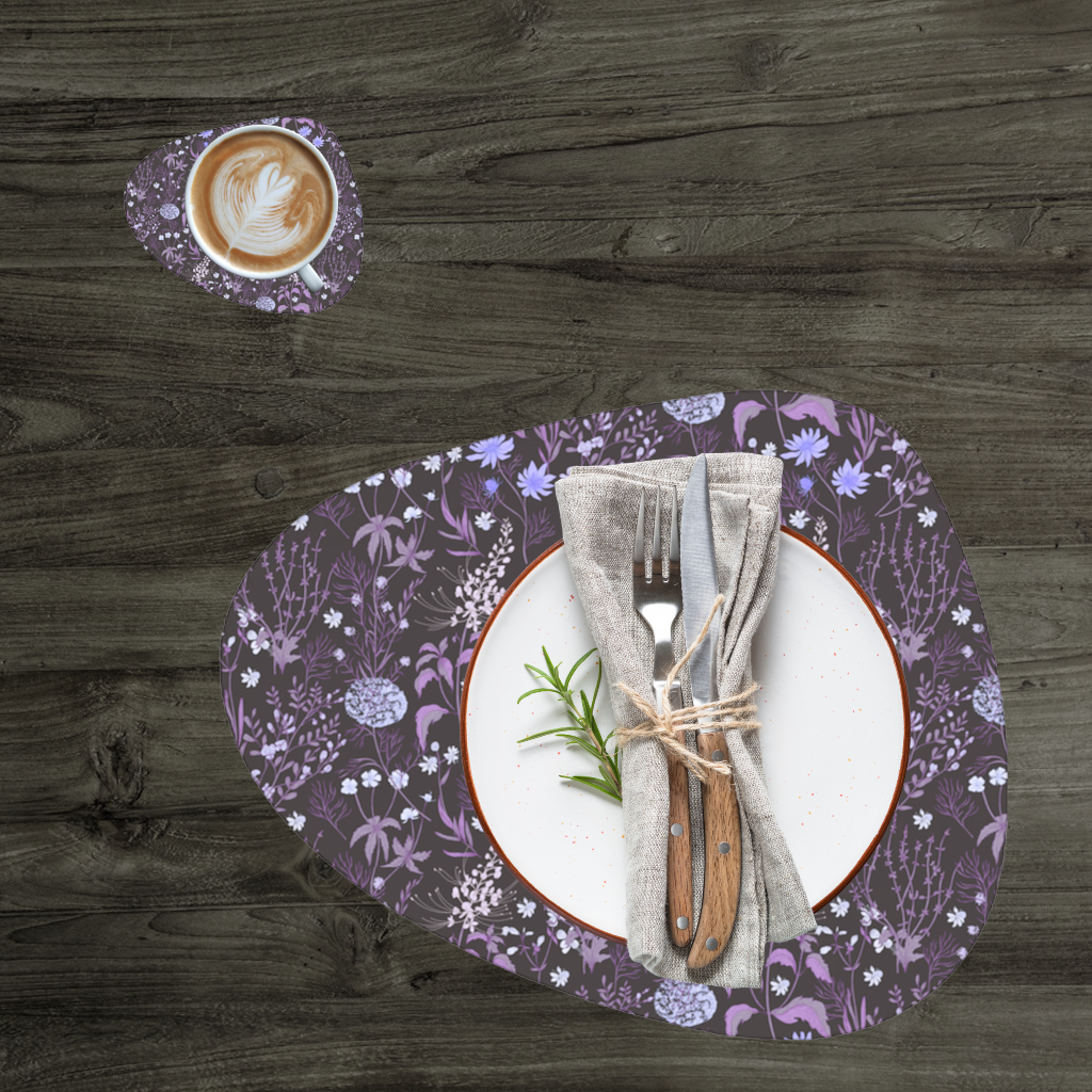 Purple Gothic Botanical Charger Plate Set 12 Pieces