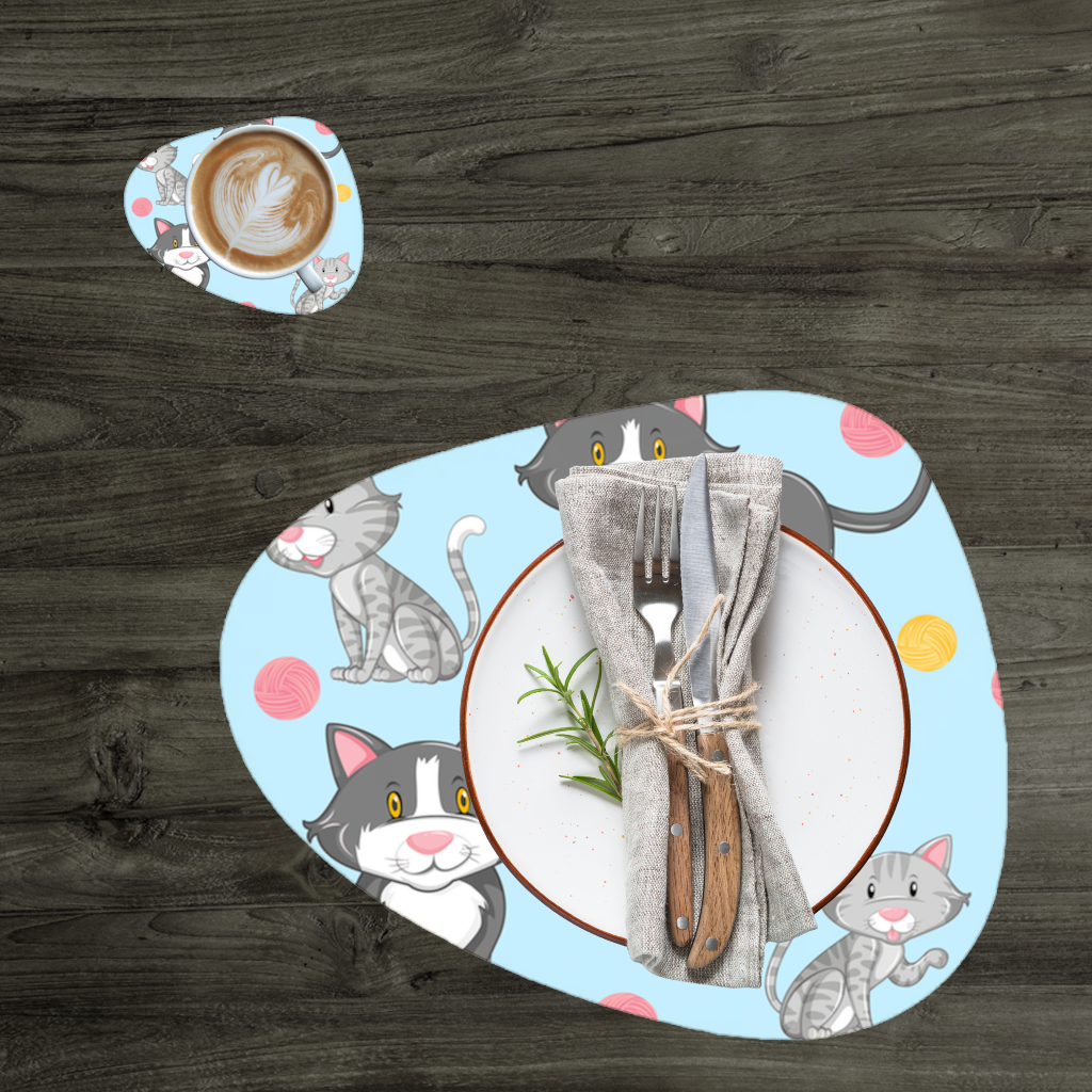 cat repeat pattern Charger Plate Set 12 Pieces