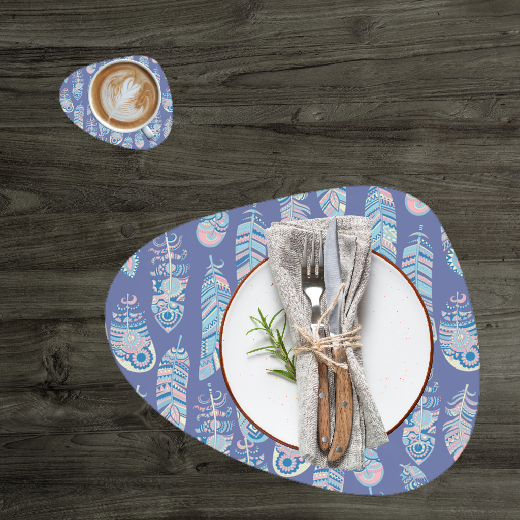 Boho Tribal Feather Charger Plate Set 12 Pieces