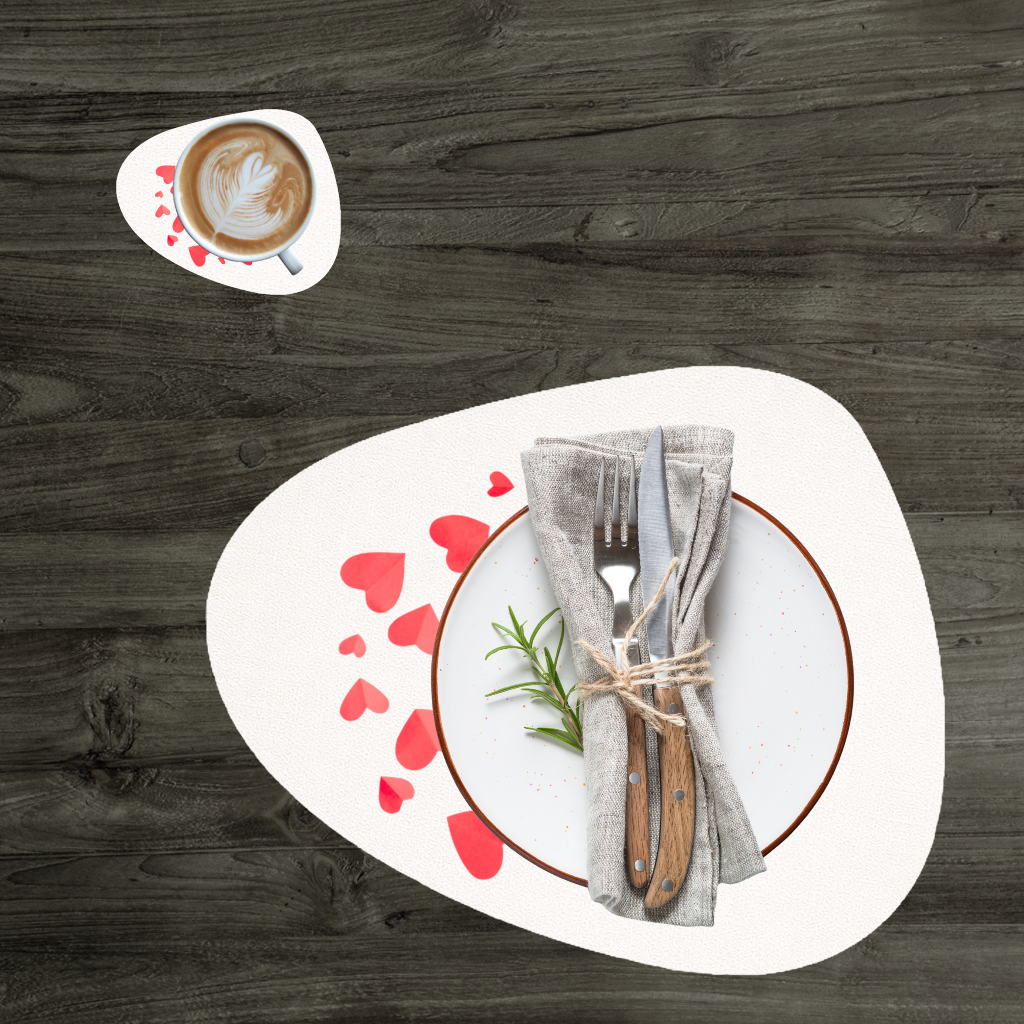 Red Hearts Frame Design Charger Plate Set 12 Pieces