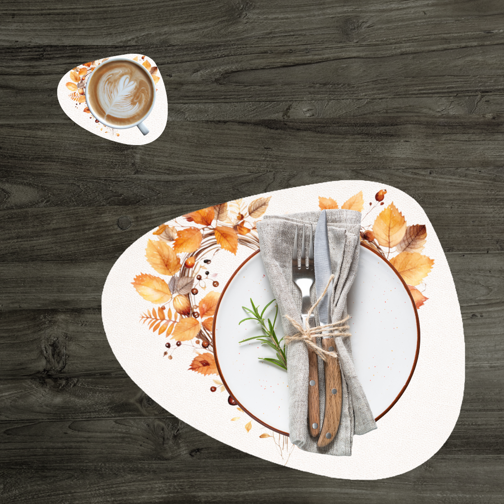 Orange Autumn Leaves Heart Charger Plate Set 12 Pieces