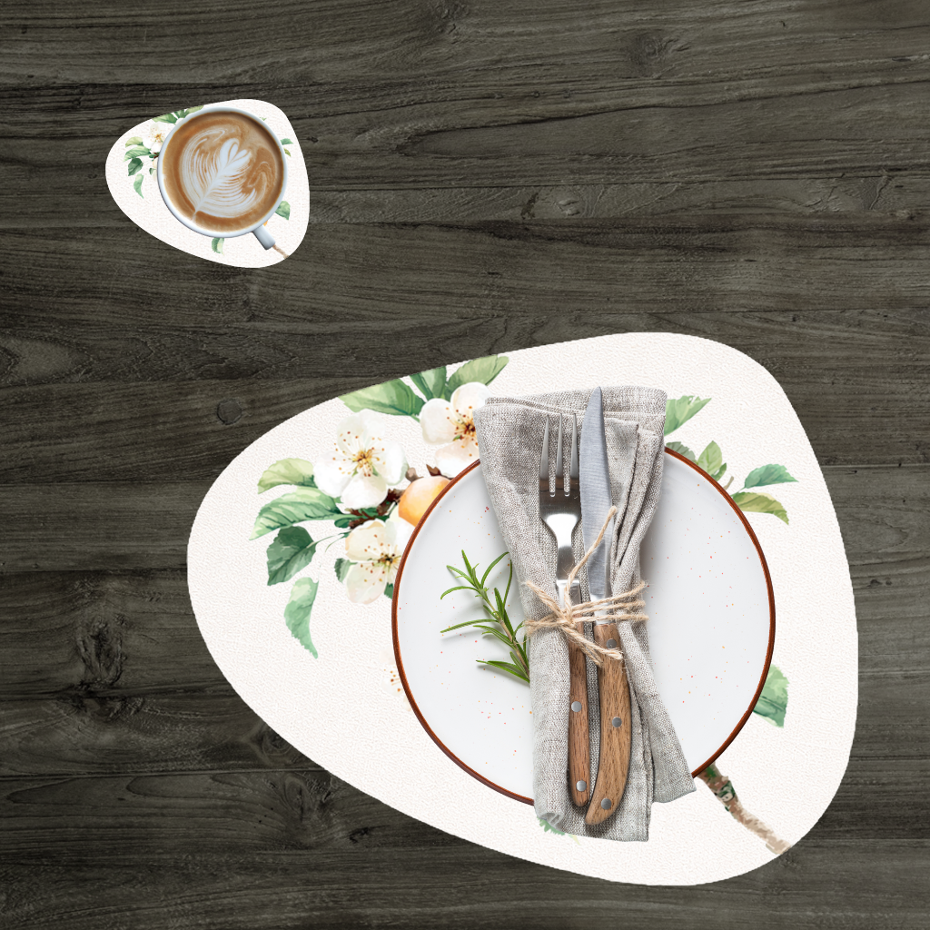 Watercolor Apricot Blossom Branch Charger Plate Set 12 Pieces