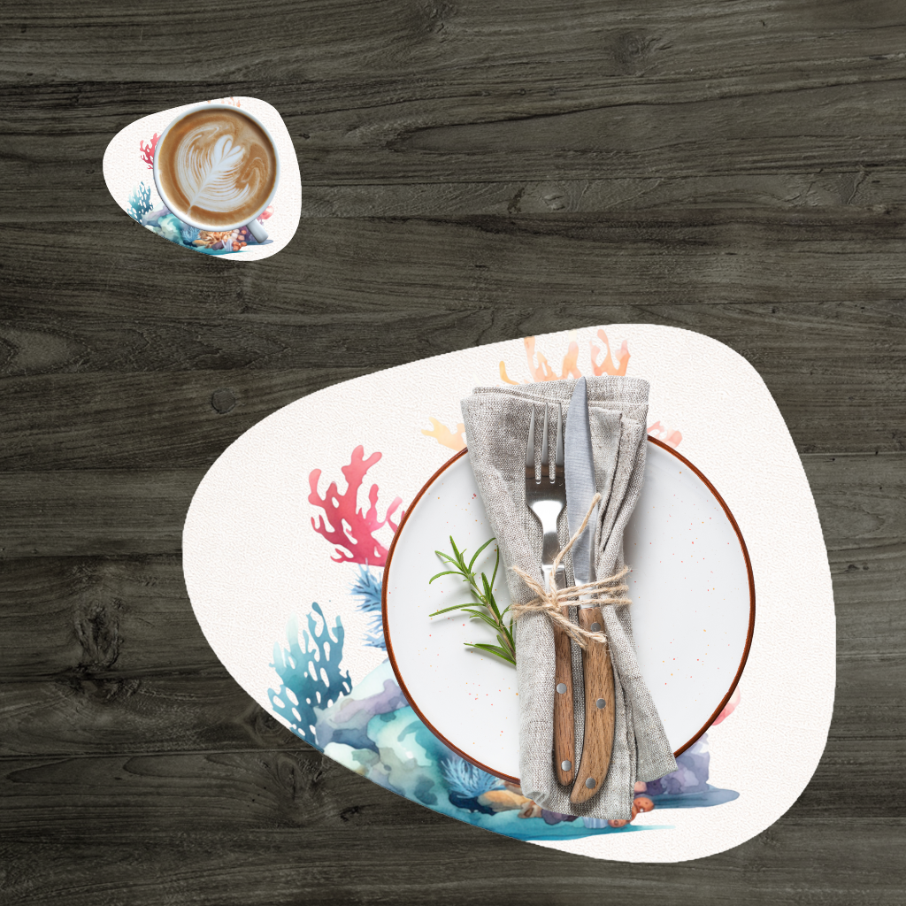 Vibrant Watercolor Coral Reef Scene Charger Plate Set  12 Pieces