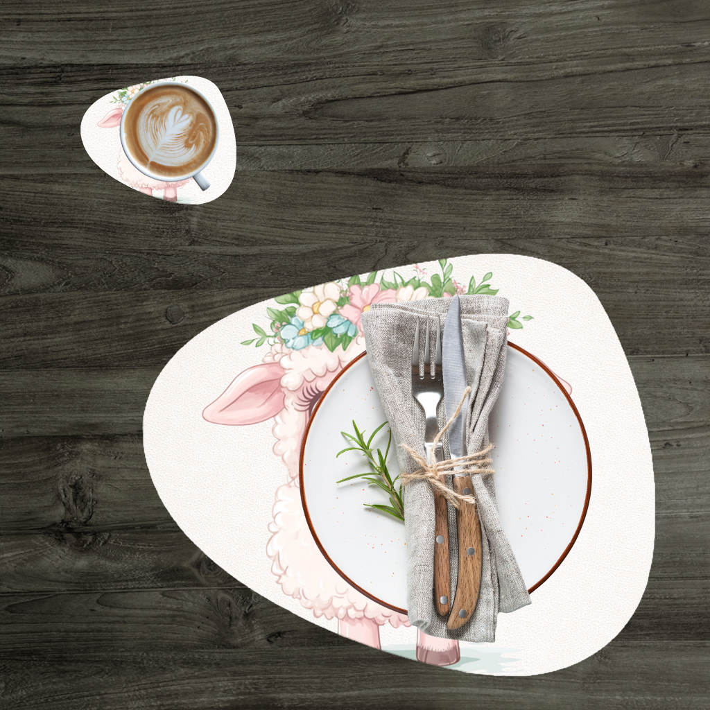 Kawaii Flower Crown Pink Lamb Charger Plate Set 12 Pieces
