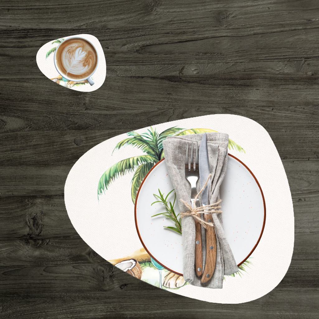 Summer Vibe Lion Under Palm Tree Charger Plate Set 12 Pieces