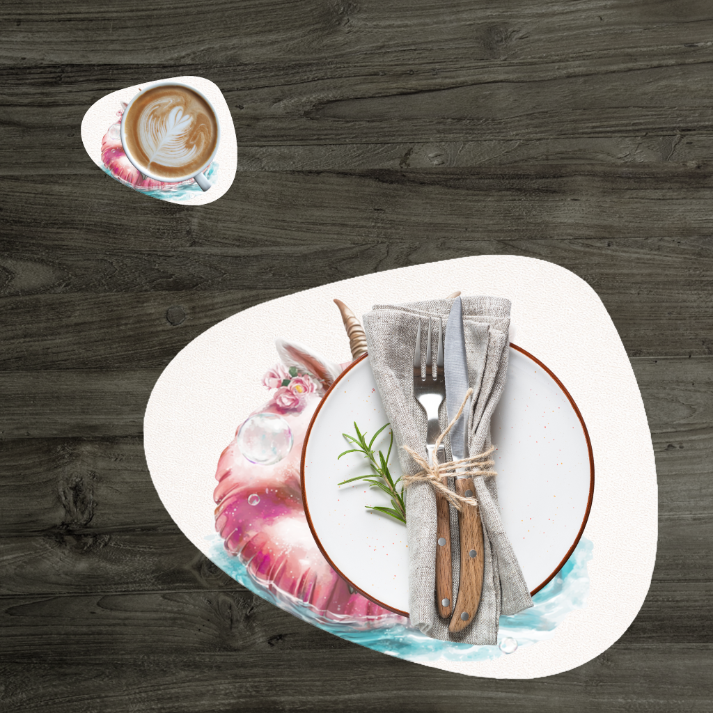 Baby Goat in Pink Pool Ring Charger Plate Set 12 Pieces