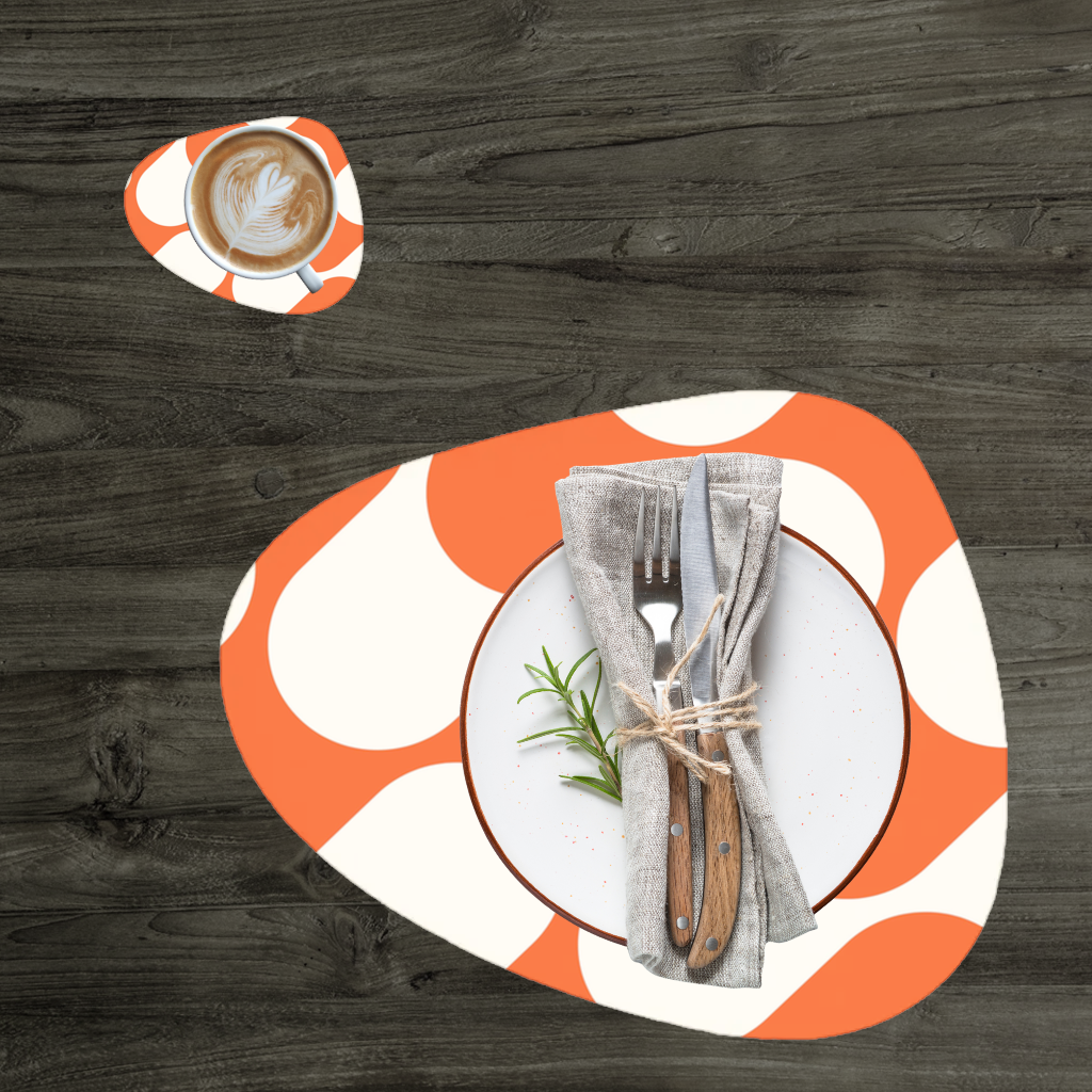 Retro 70s Orange Cream Groovy Curves Charger Plate Set 12 Pieces