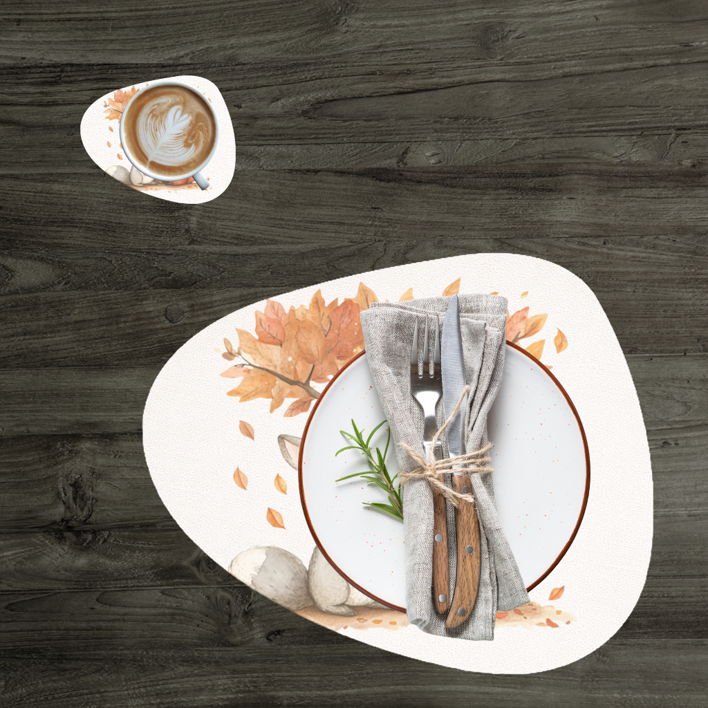 Cozy Autumn Fox and Rabbit Charger Plate Set 12 Pieces