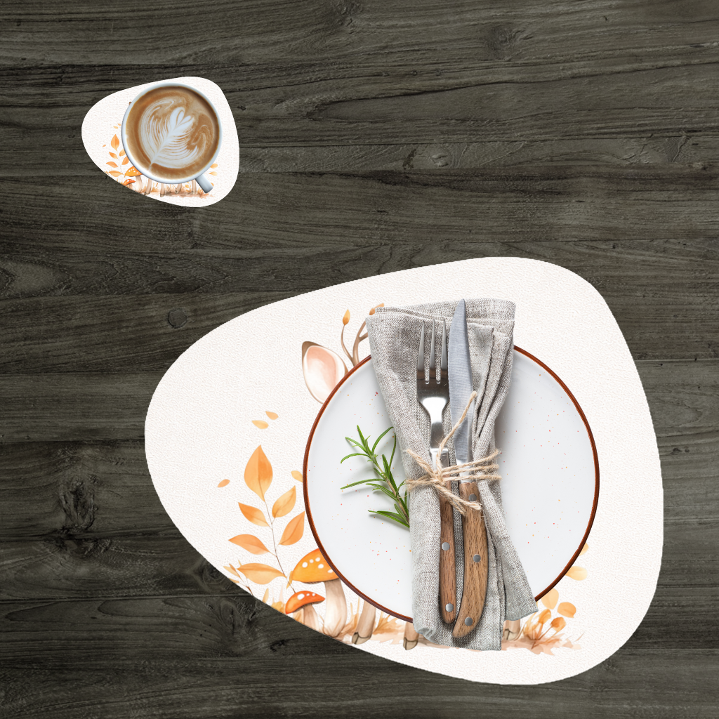 Whimsical Autumn Woodland Fawn Charger Plate Set 12 Pieces