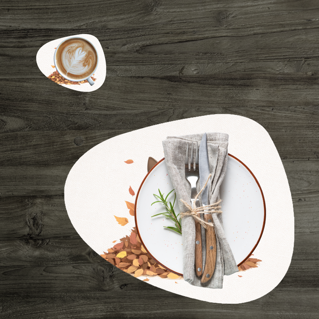 Siamese Cat in Autumn Leaf Pile Charger Plate Set 12 Pieces