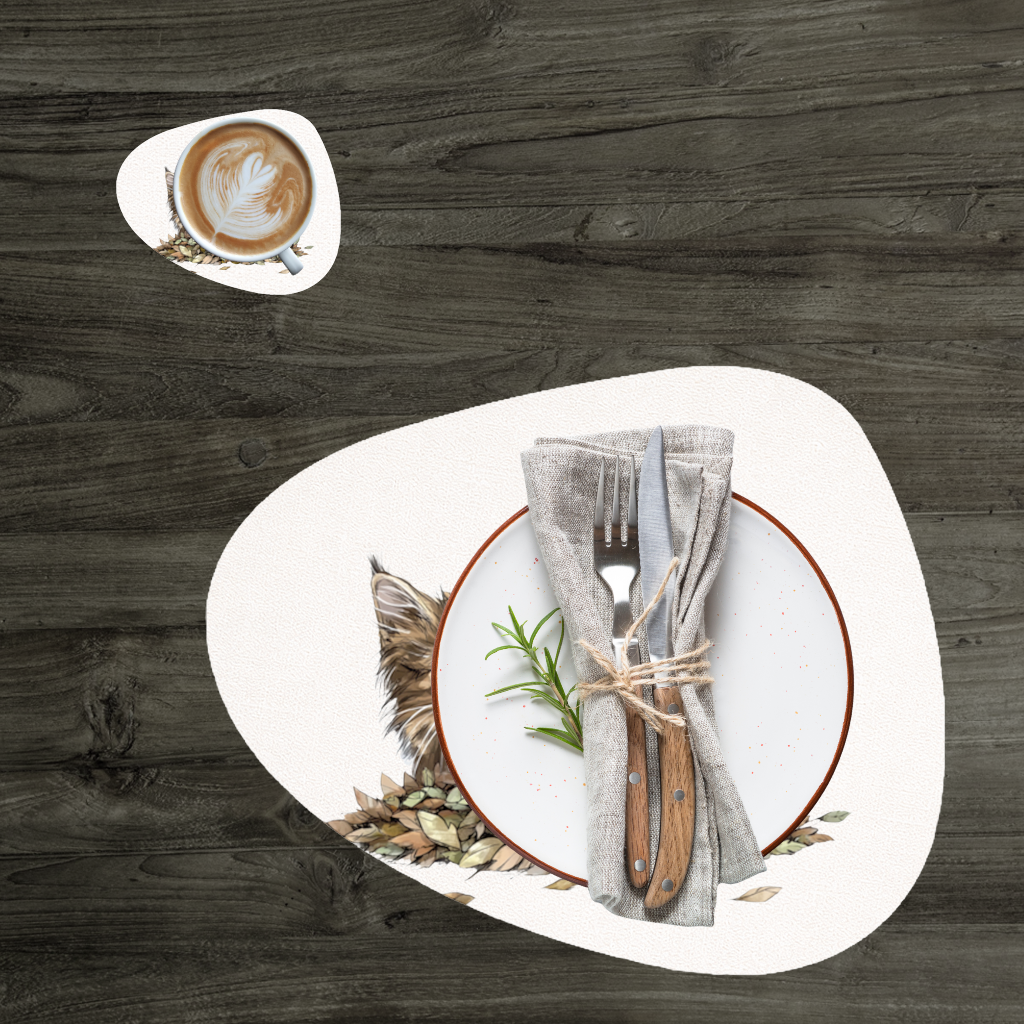 Cute Fluffy Kitten in Autumn Leaves Charger Plate Set 12 Pieces