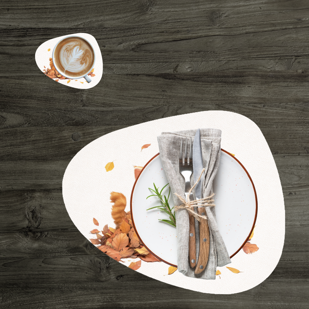 Ginger Kitten in Autumn Leaves Charger Plate Set 12 Pieces
