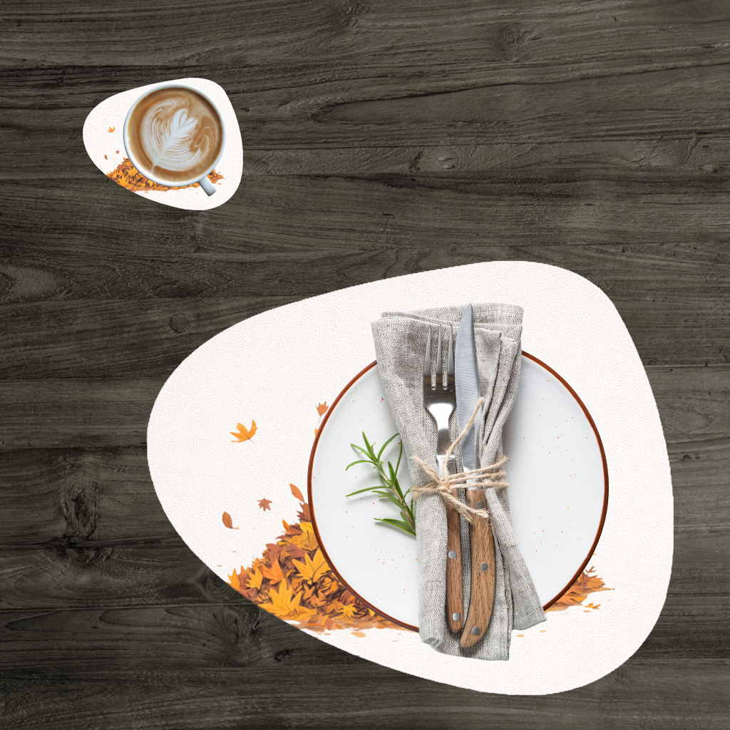 Cute Black Cat in Autumn Leaves Charger Plate Set 12 Pieces