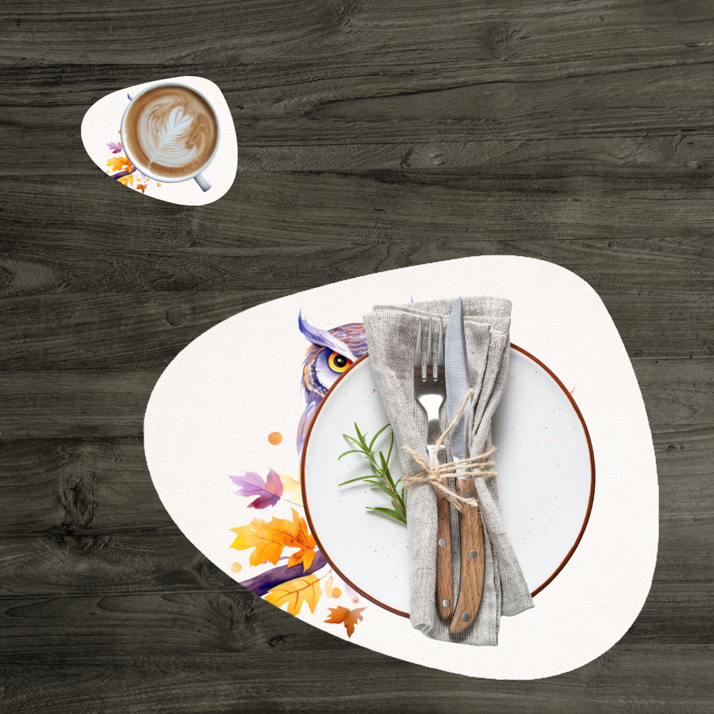 Whimsical Autumn Owl and Butterfly Charger Plate Set 12 Pieces