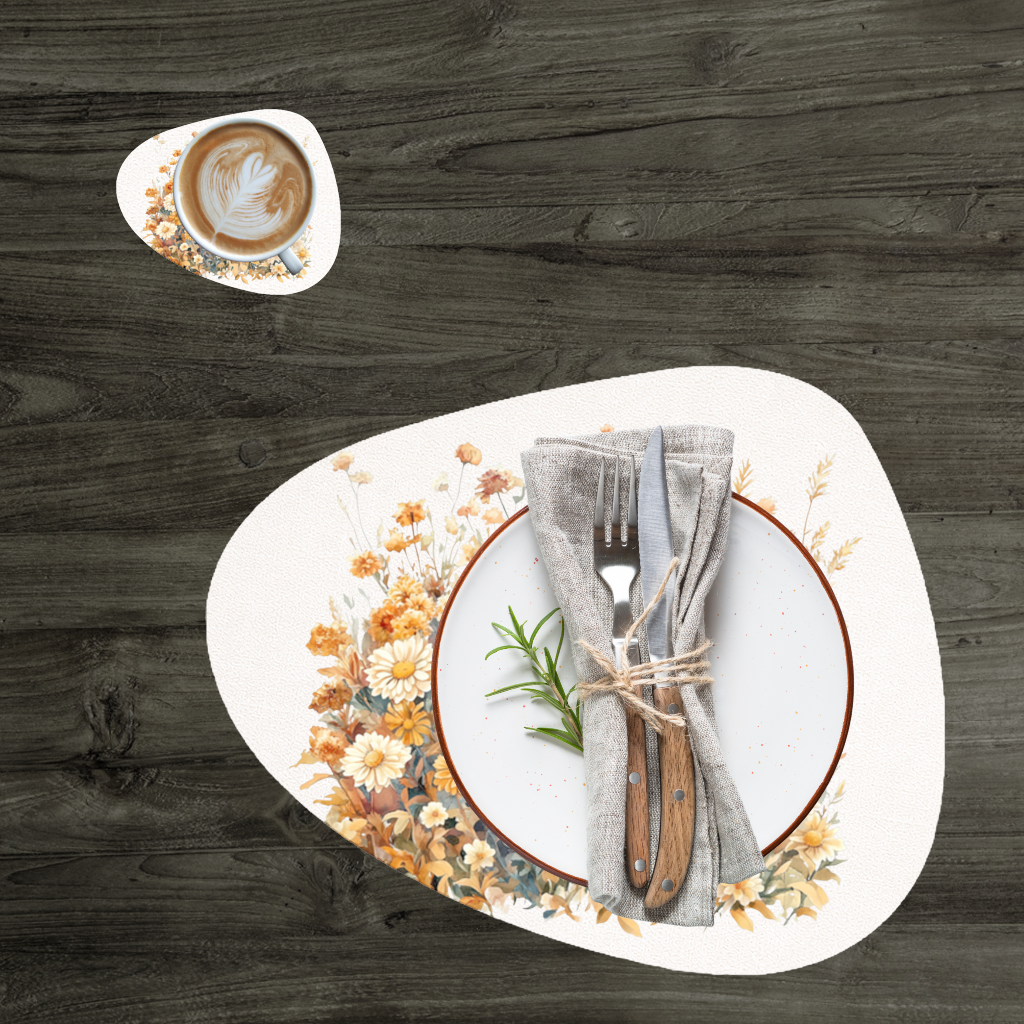 Watercolor Orange Wildflowers Charger Plate Set 12 Pieces