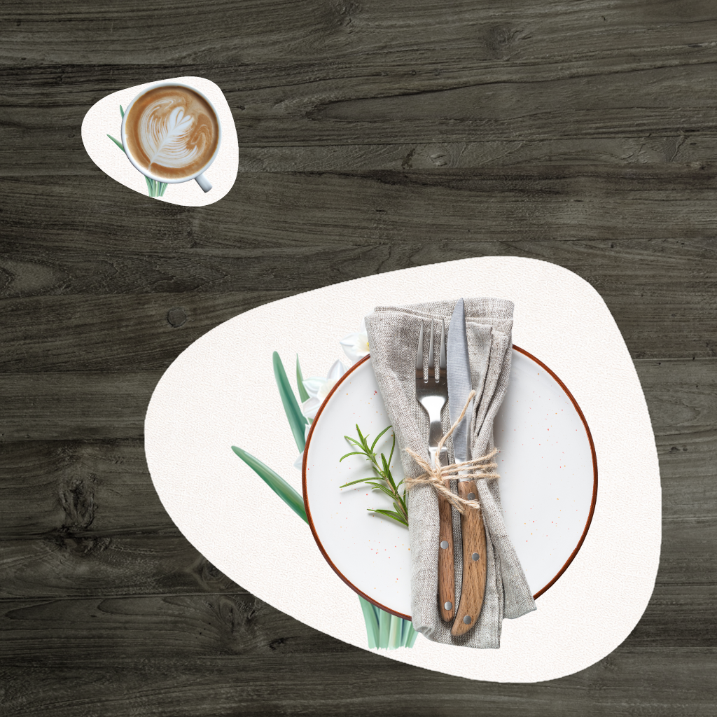 White Daffodil Bouquet Botanical Charger Plate Set 12 Pieces