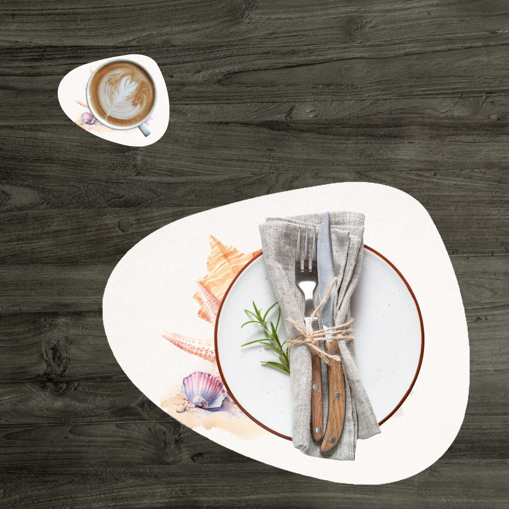 Watercolor Coastal Seashells Charger Plate Set 12 Pieces