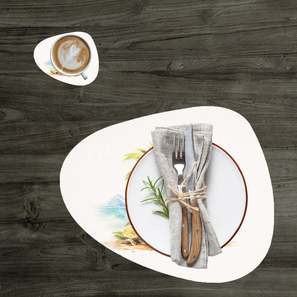 Tropical Island Beach Cocktail with Fruit Charger Plate Set 12 Pieces