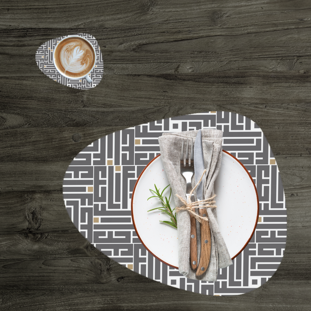 Kufi yazı- Elif Charger Plate Set 12 Pieces