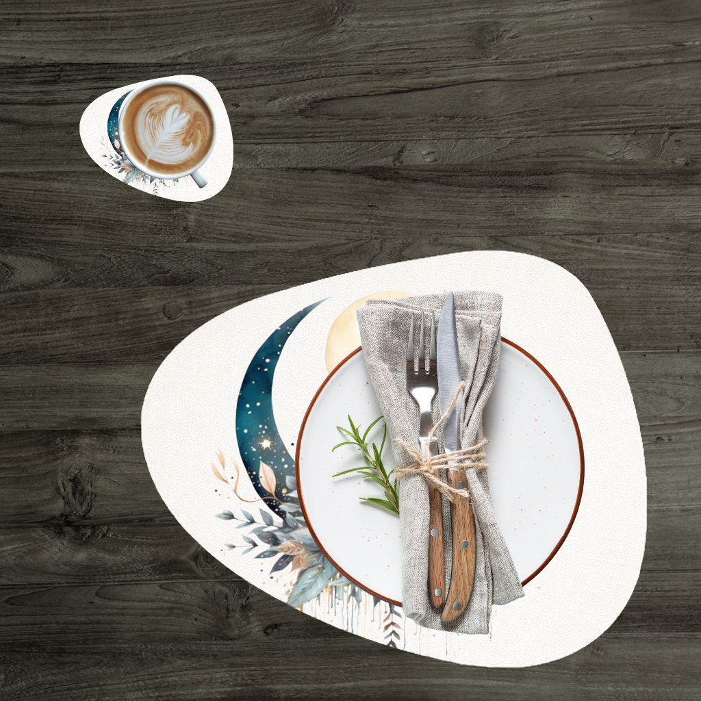 Celestial Boho Moon Floral Charger Plate Set 12 Pieces