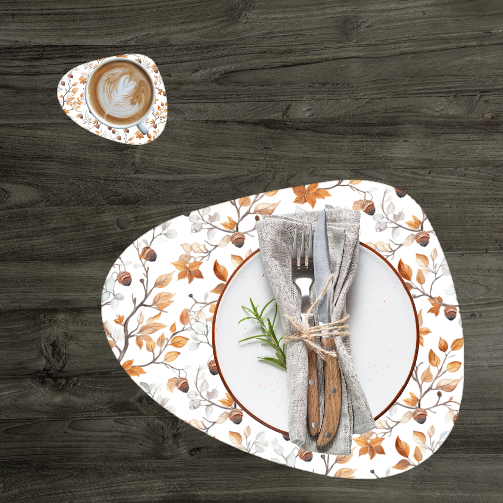 Watercolor Fall Acorns and Leaves Charger Plate Set 12 Pieces