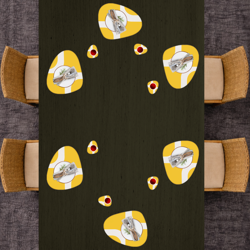 Yellow Geometric Labyrinth and Modern Abstract Pattern Charger Plate Set 12 Pieces