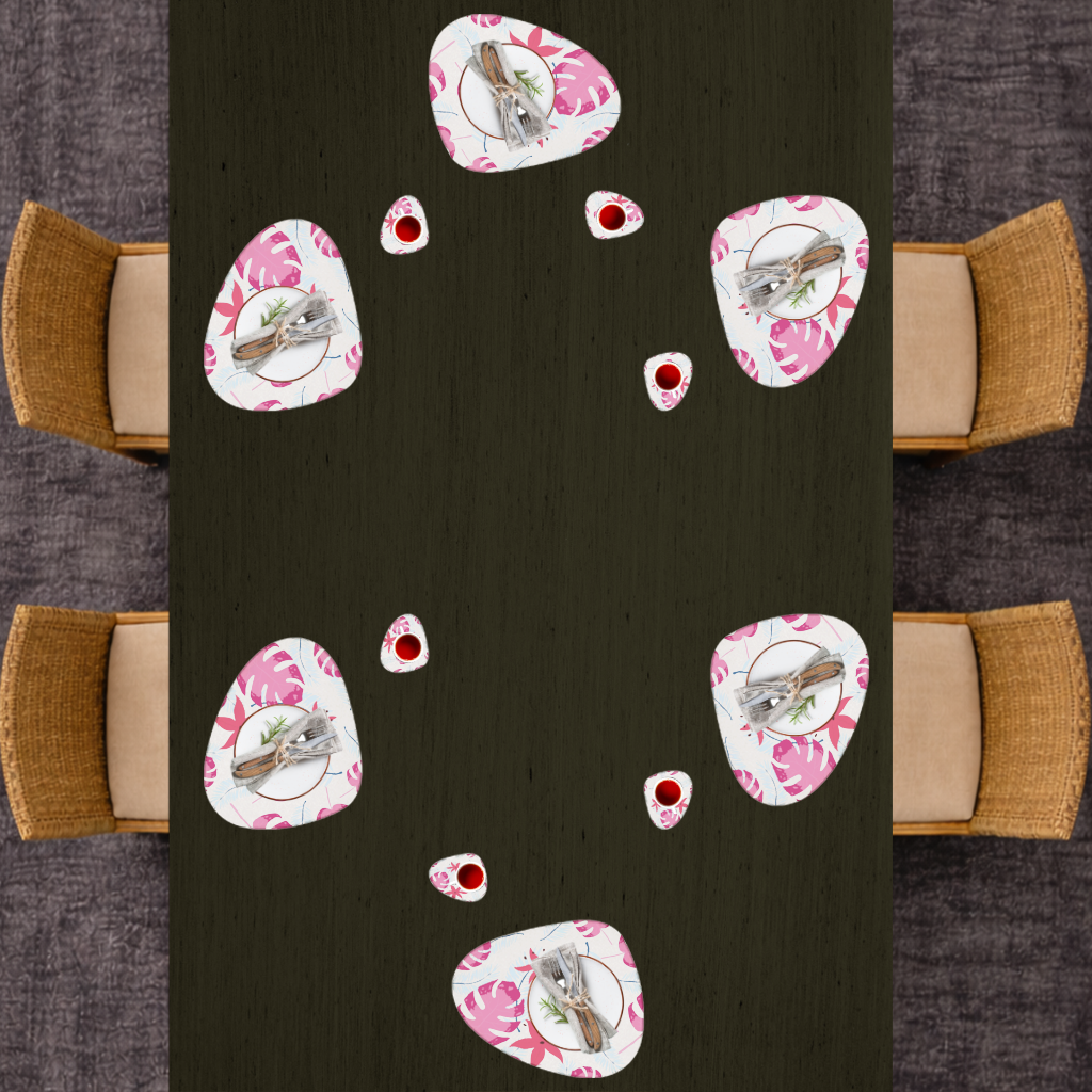 Pink Monstera and Tropical Lily Charger Plate Set 12 Pieces