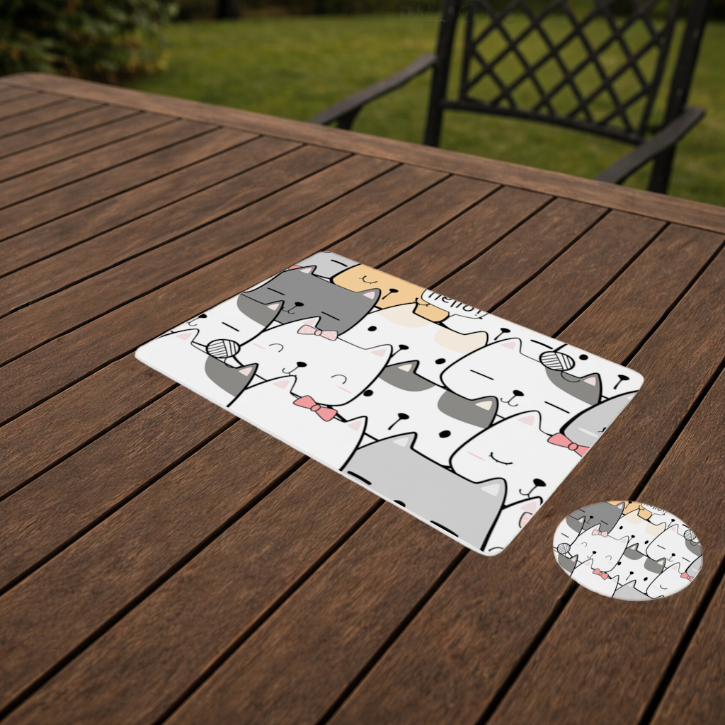 Cute Cartoon Cats Pattern with Speech Bubbles Charger Plate Set 12 Pieces