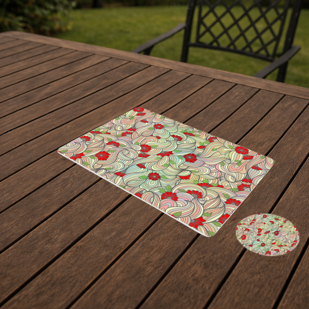 Floral Retro Wavy Pattern Charger Plate Set 12 Pieces