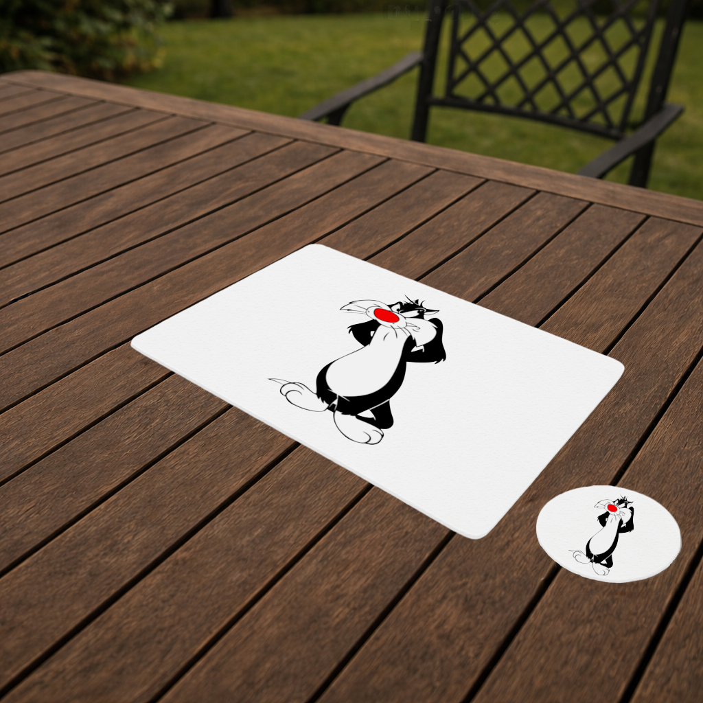 Funny Cartoon Cat Illustration Charger Plate Set 12 Pieces