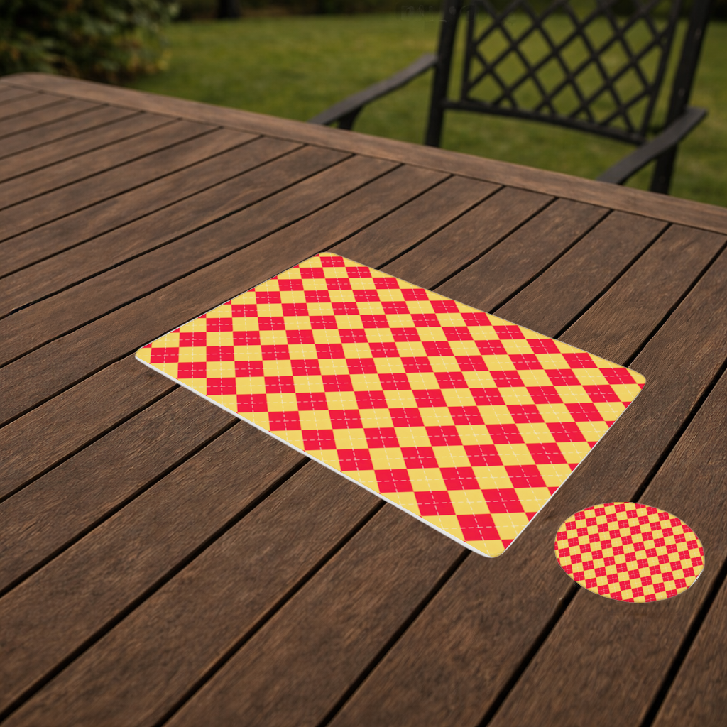 Red and Yellow Argyle Geometric Pattern Background Charger Plate Set 12 Pieces