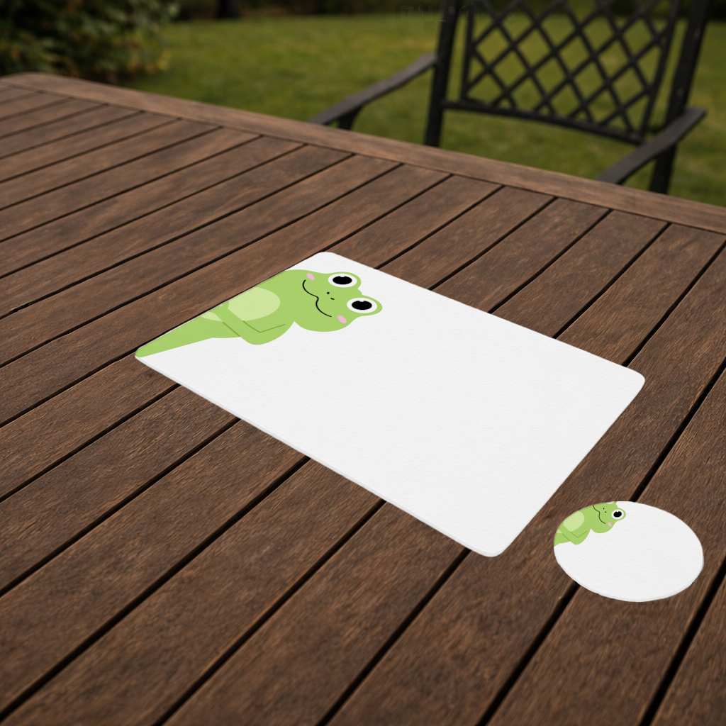 Cute Green Frog Peek-a-Boo Illustration Charger Plate Set 12 Pieces