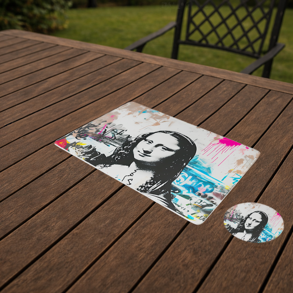 Graffiti Style Modern Mona Lisa Illustration Charger Plate Set 12 Pieces