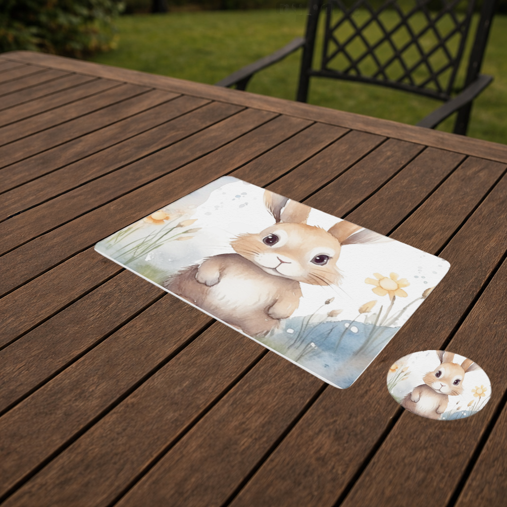 Cute Bunny Watercolor Illustration Charger Plate Set 12 Pieces