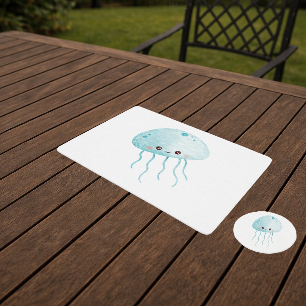 Cute Blue Jellyfish Character Charger Plate Set 12 Pieces