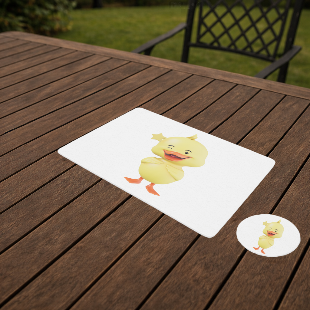 Cheerful Winking Yellow Duck with Star Charger Plate Set 12 Pieces