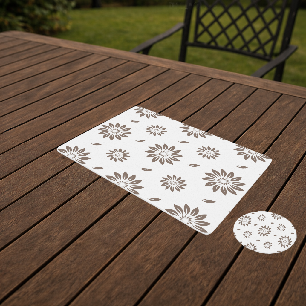 Minimalist Modern Brown Floral Pattern Charger Plate Set 12 Pieces