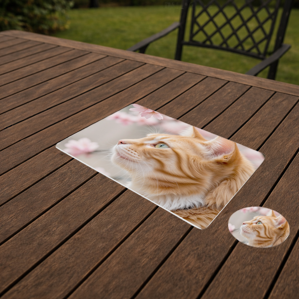 Adorable Ginger Cat Portrait Among Spring Flowers Charger Plate Set  12 Pieces