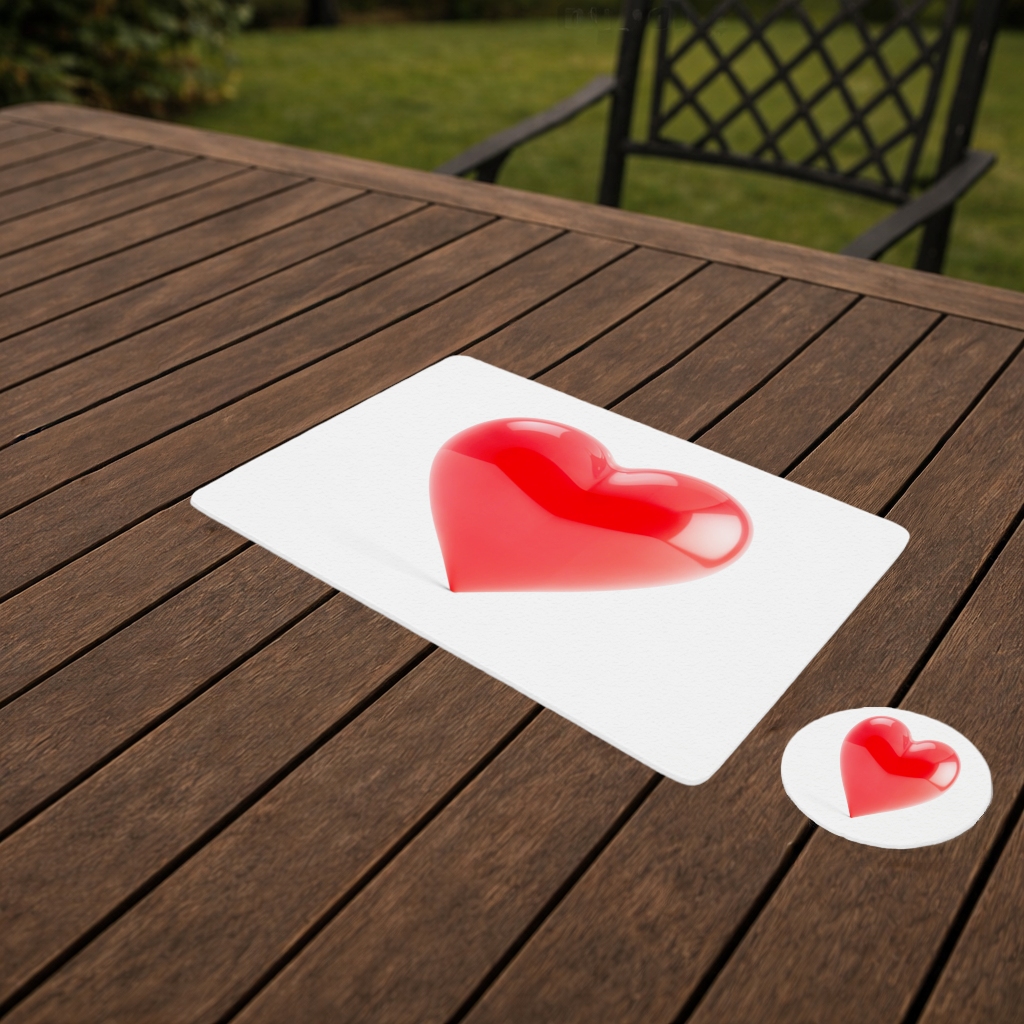 Glossy Red 3D Heart Charger Plate Set 12 Pieces