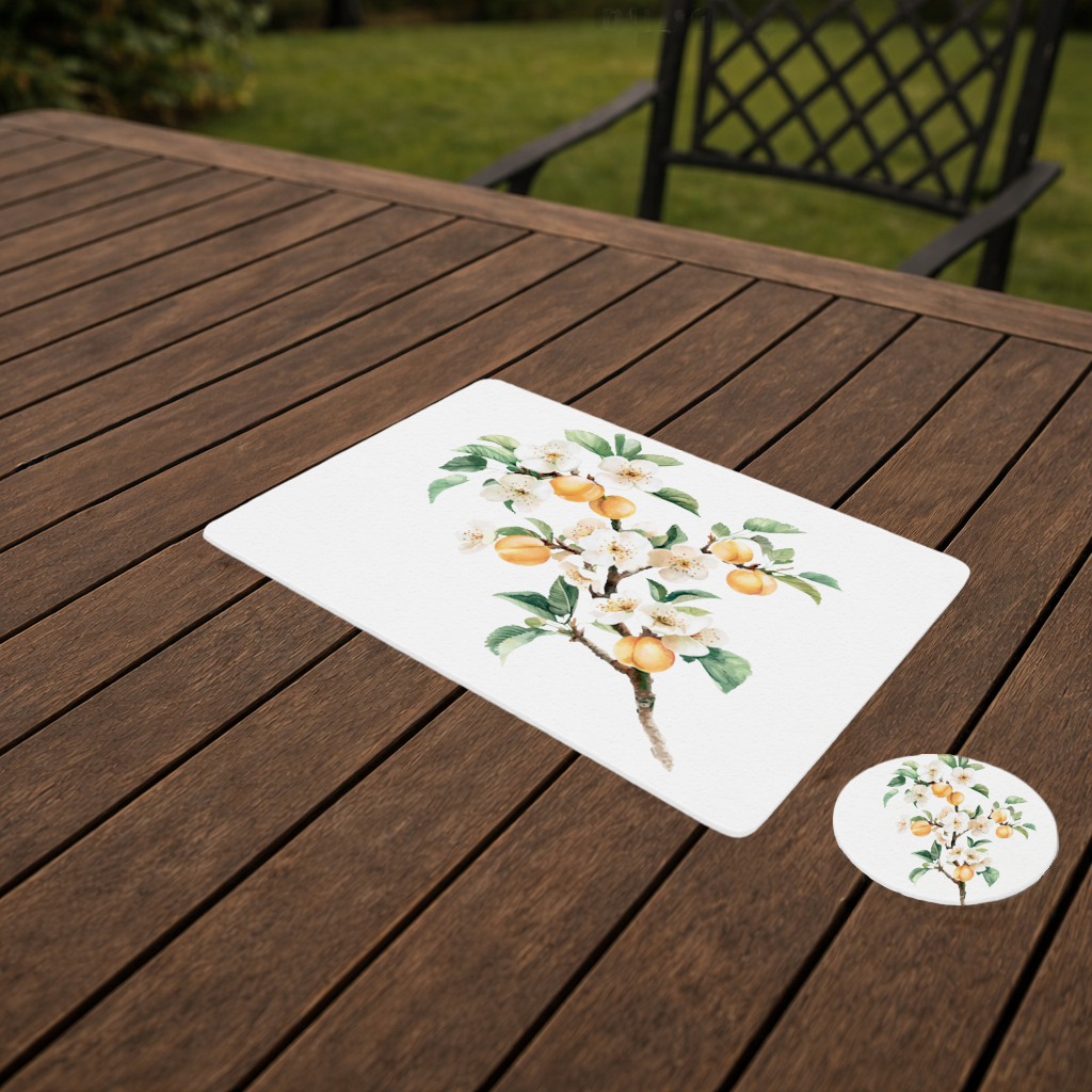 Watercolor Apricot Blossom Branch Charger Plate Set 12 Pieces
