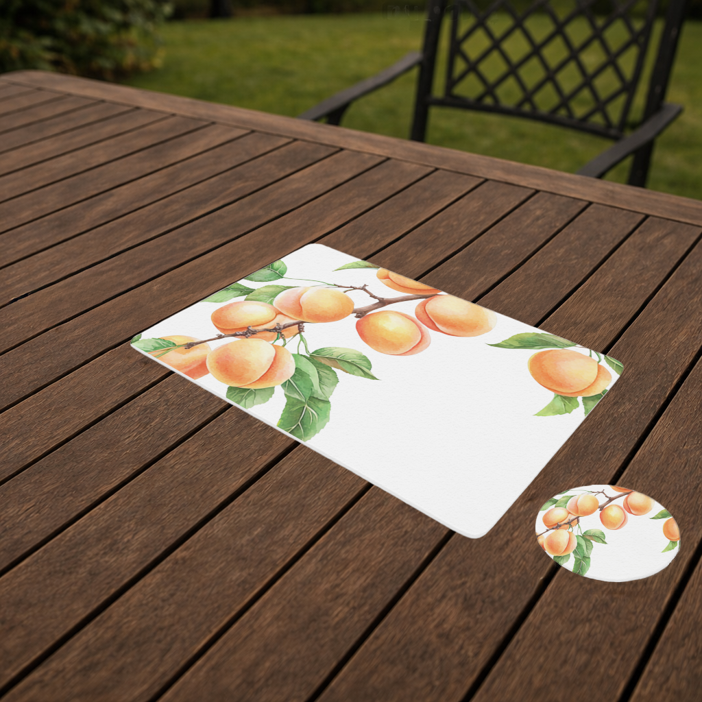 Ripe Orange Apricot Fruit Branch Charger Plate Set 12 Pieces