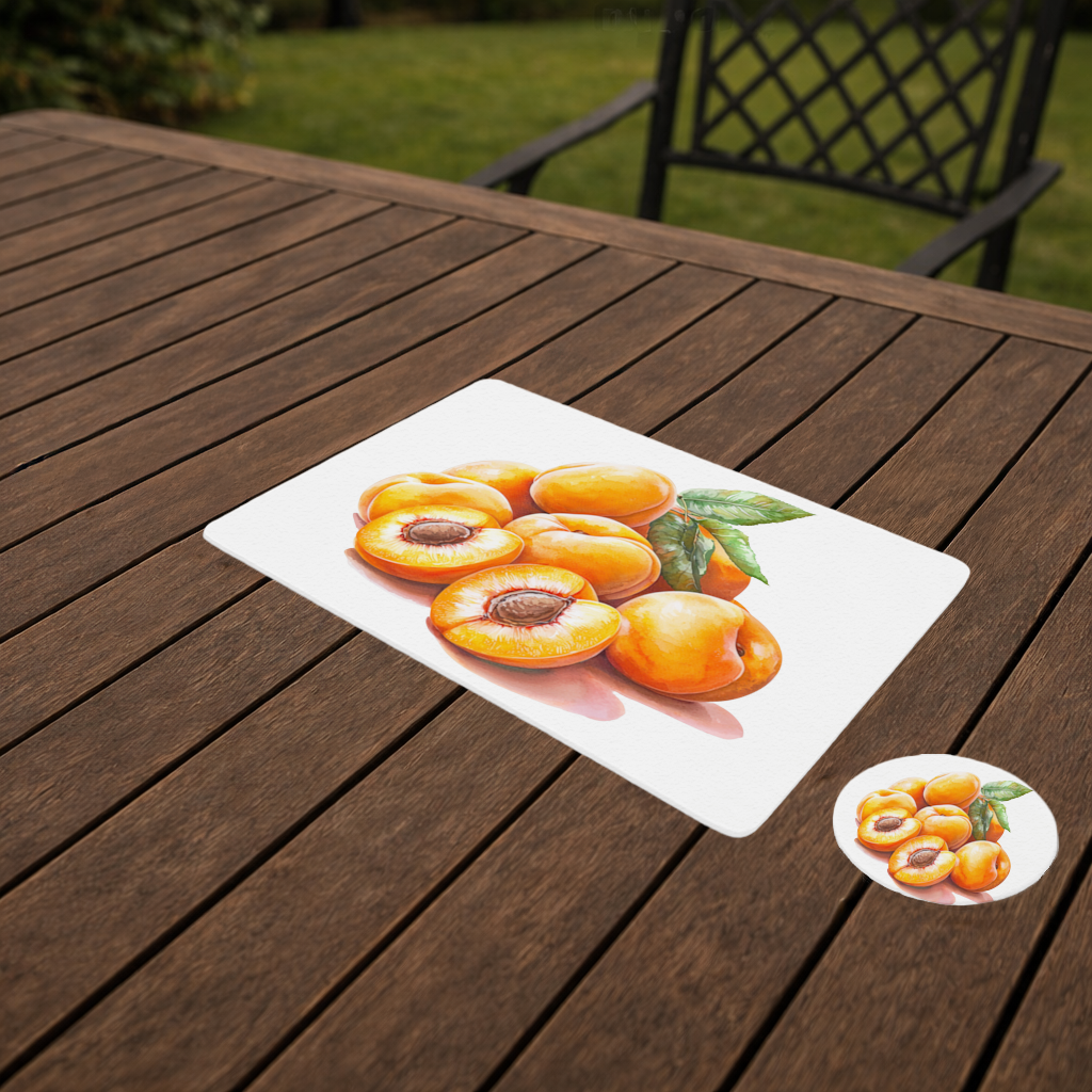 Watercolor Apricot and Leaves Charger Plate Set  12 Pieces