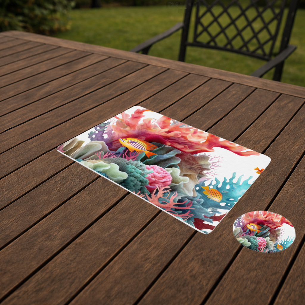 Vibrant Coral Reef and Tropical Fish Charger Plate Set 12 Pieces