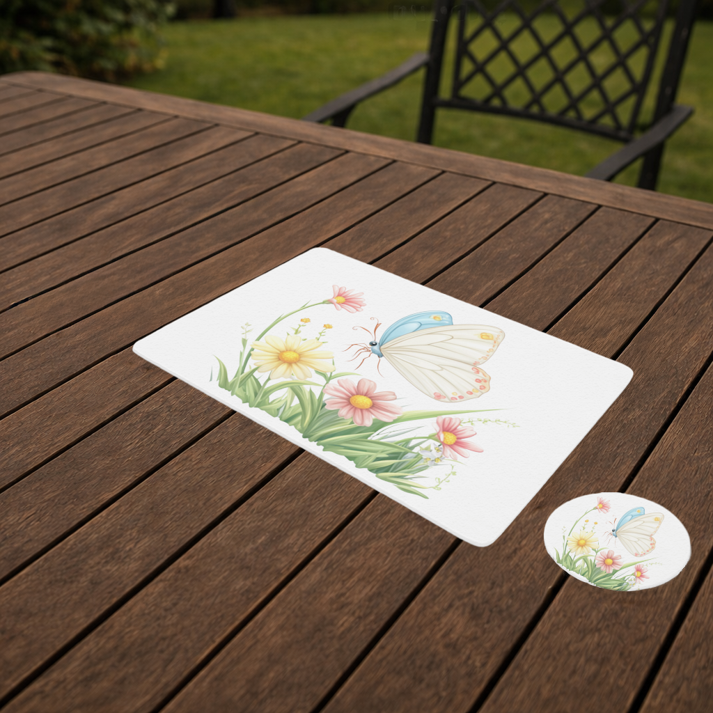 Whimsical Pastel Butterfly and Wildflowers Charger Plate Set 12 Pieces