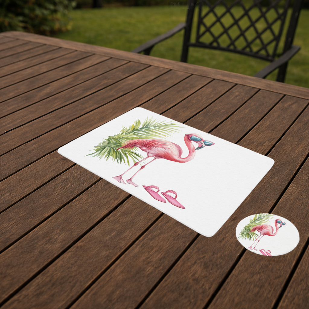 Pink Flamingo with Sunglasses Charger Plate Set 12 Pieces