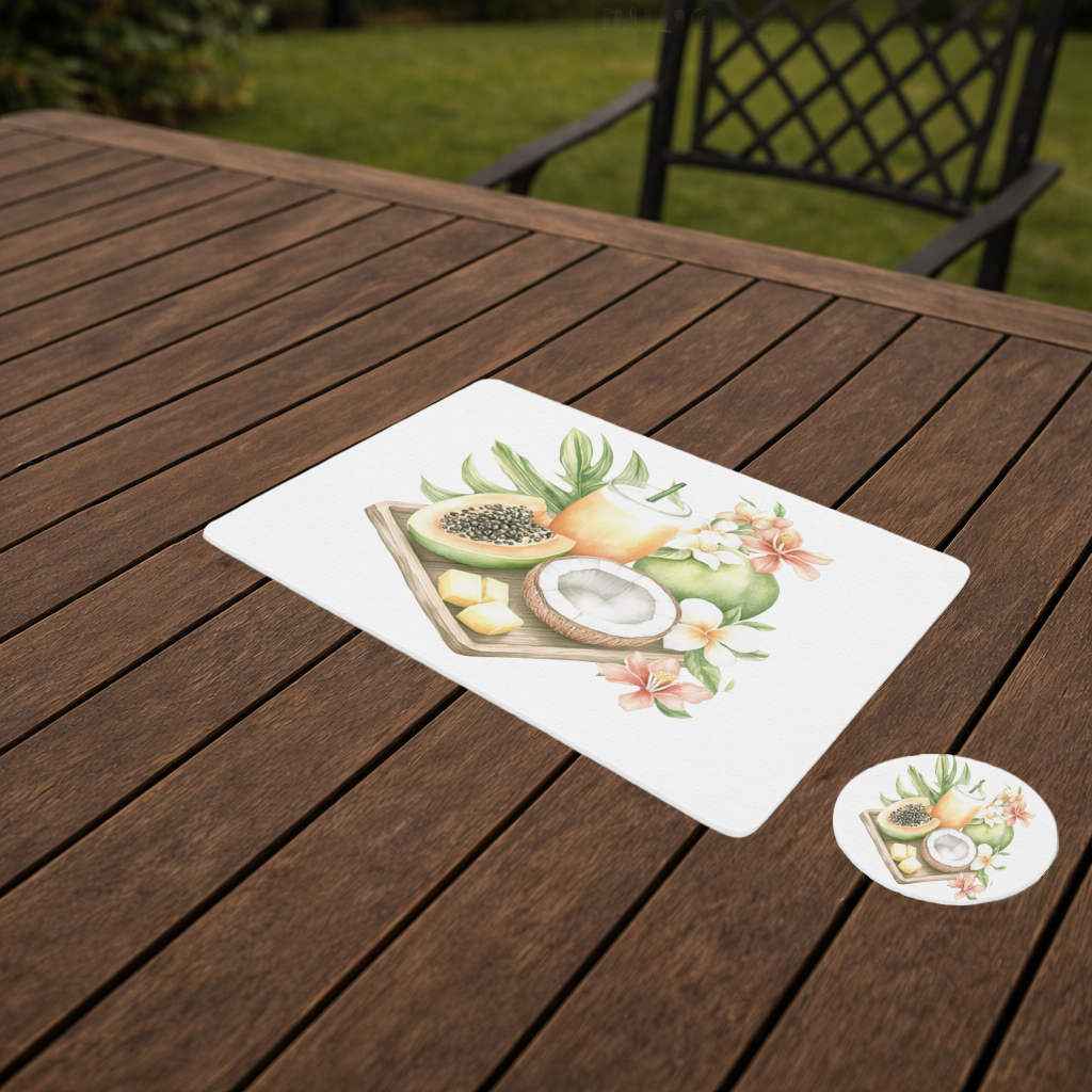 Tropical Papaya and Coconut Juice Charger Plate Set  12 Pieces