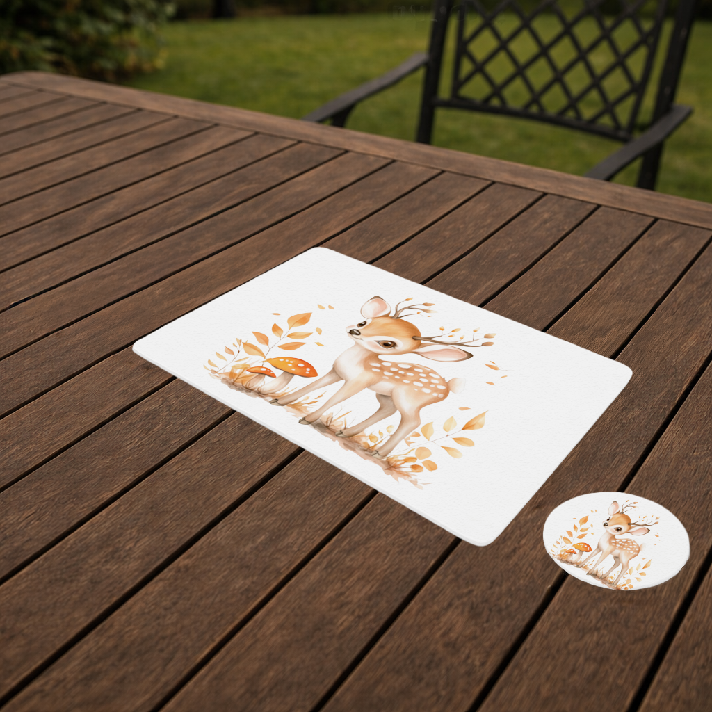 Whimsical Autumn Woodland Fawn Charger Plate Set 12 Pieces