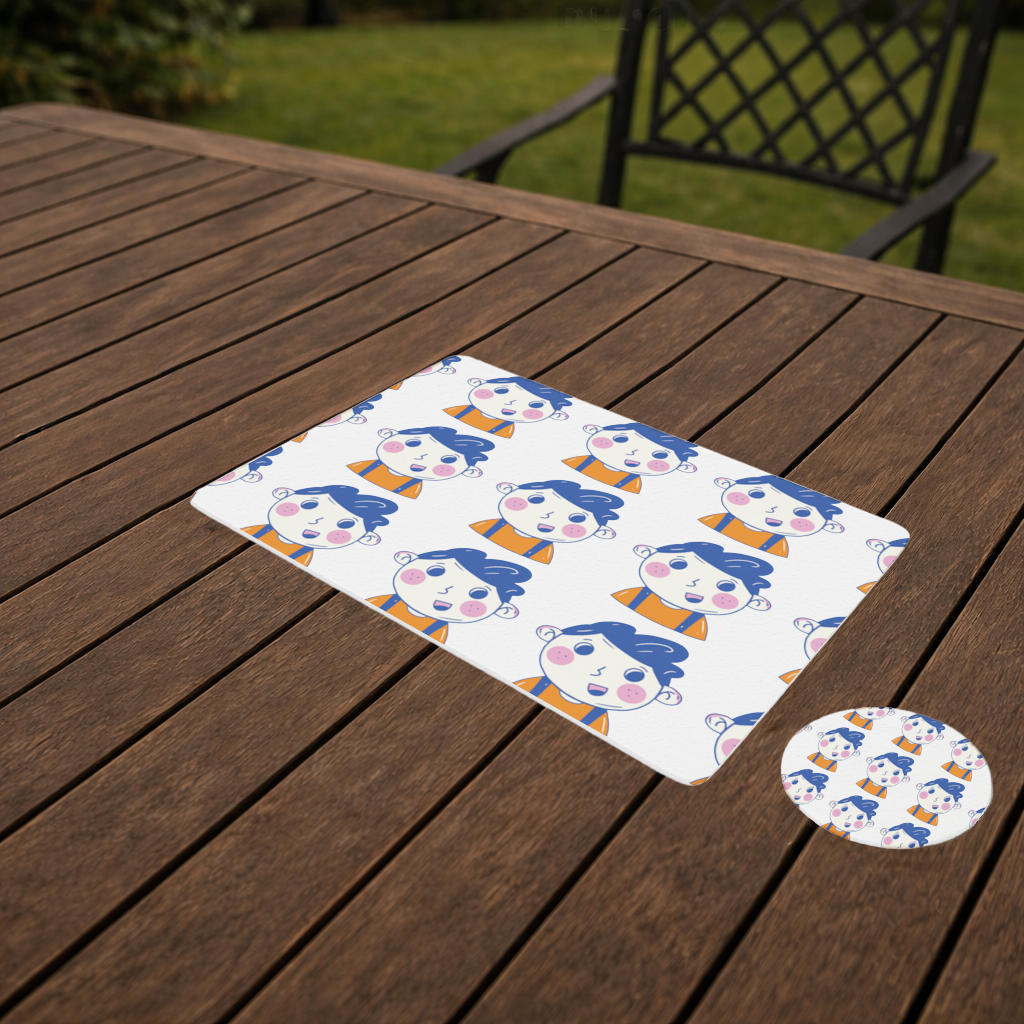 Cute Smiling Boy with Blue Hair Charger Plate Set 12 Pieces