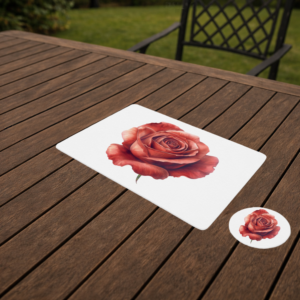 Crimson Red Rose Charger Plate Set 12 Pieces